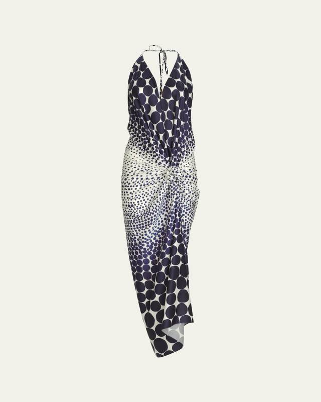 Guadalupe Printed Halter Ruched Dress